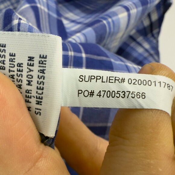 RALPH LAUREN Classic Plaid Short Sleeves Blue & White Button Down Shirt Size L - Picture 7 of 7